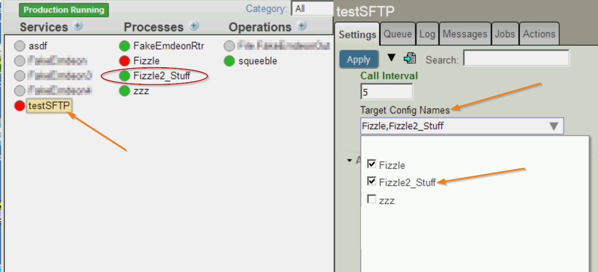 Adding Target Config Name to Service.